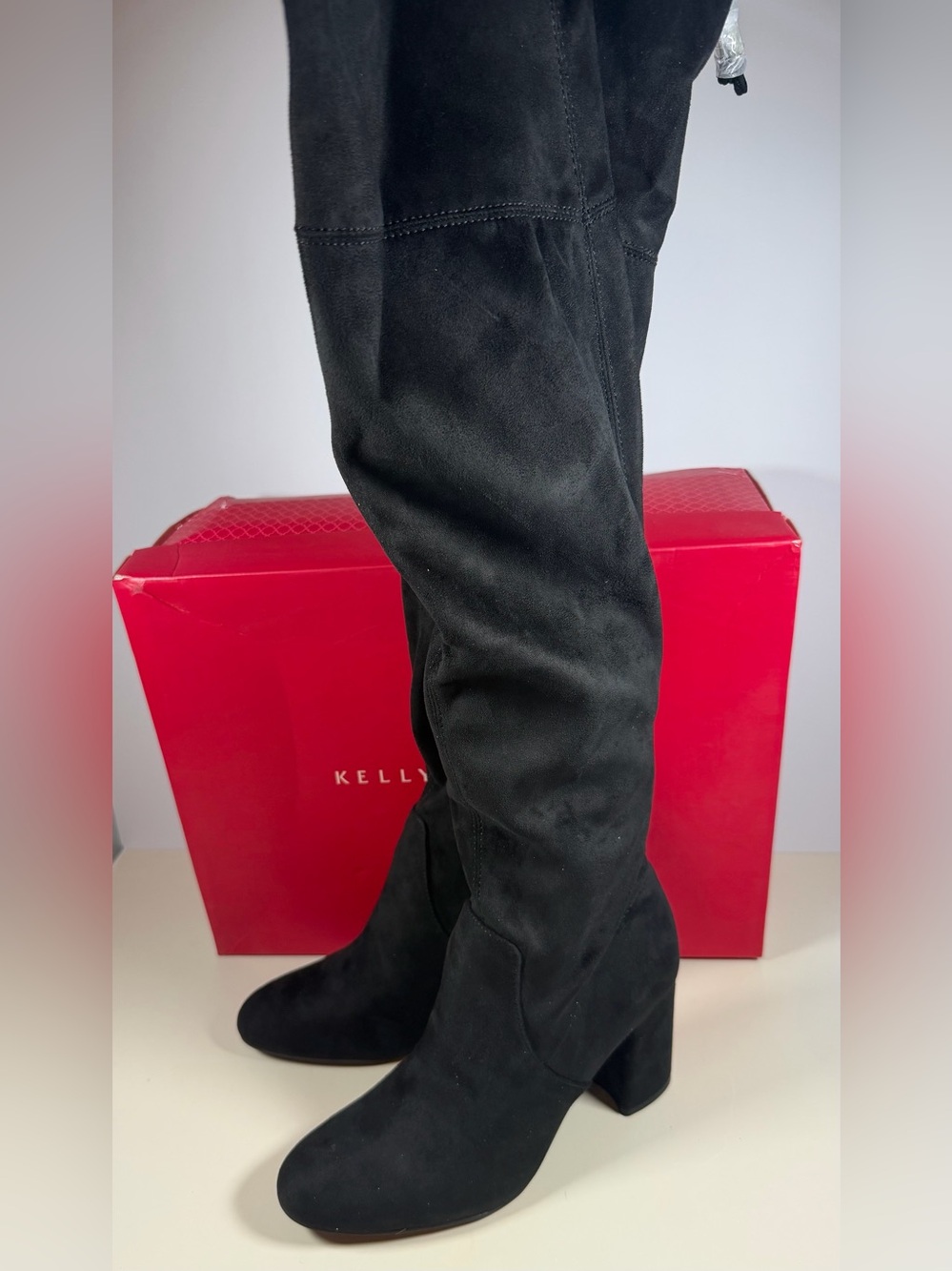 Kelly & Katie Black Over-The-Knee Suede Boots